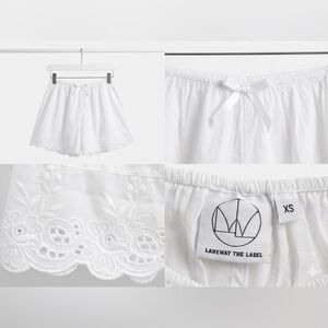Laneway The Label Women's White Eyelet Cotton Sleep Shorts